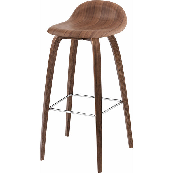 Gubi 3D Stool Wood Shell - Wood Base - 25.6" Seat Height