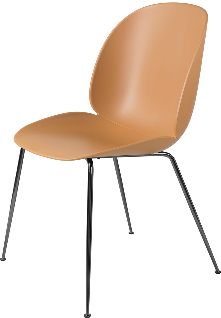 Beetle Dining Chair - Black Chrome Base - Gubi - Chairs - Amber Brown - HORNE