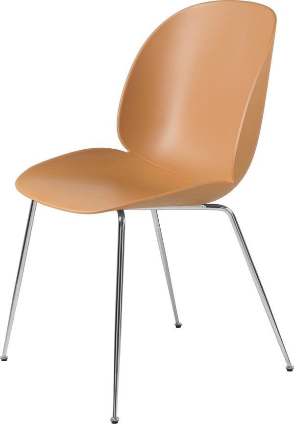 Beetle Dining Chair - Chrome Base - Gubi - Chairs - Amber Brown - HORNE