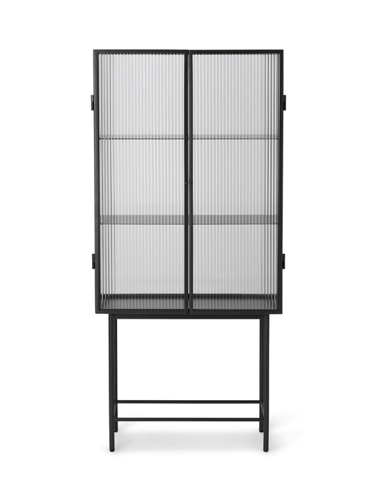 Haze Vitrine - Reeded Glass - Ferm Living - Storage + Organization - Black - HORNE