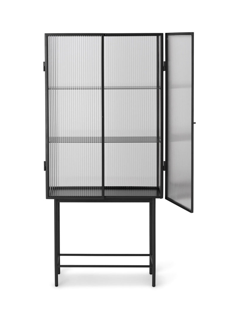 Haze Vitrine - Reeded Glass - Ferm Living - Storage + Organization - Black - HORNE