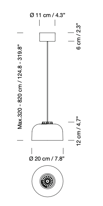 HeadHat Bowl Pendant - Large - Santa & Cole - Pendants - Black - 3 m / 118.1