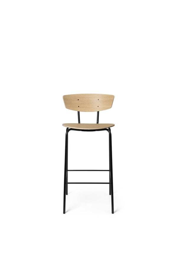 Herman Bar Chair Low Black - Ferm Living - Stools + Benches + Ottomans - White Oiled Oak - HORNE