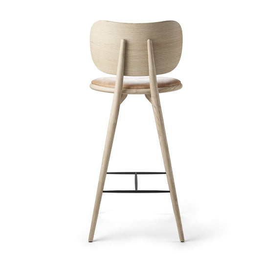 High Stool With Back Rest - Mater - Stools + Benches + Ottomans - Natural Matt Oak - 40.2" - HORNE