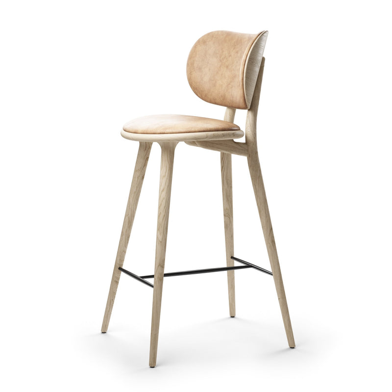 High Stool With Back Rest - Mater - Stools + Benches + Ottomans - Natural Matt Oak - 40.2