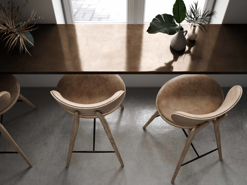 High Stool With Back Rest - Mater - Stools + Benches + Ottomans - Natural Matt Oak - 40.2