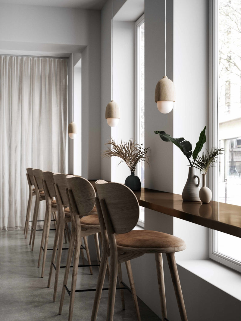 High Stool With Back Rest - Mater - Stools + Benches + Ottomans - Natural Matt Oak - 40.2