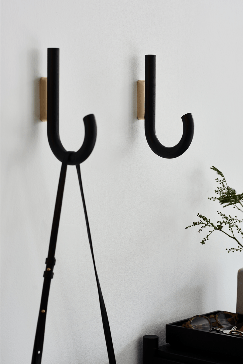 Hook Hanger - Set of 2 - Gejst - Storage + Organization - Oak - Brass - HORNE