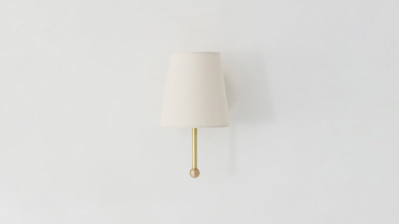 House Sconce - Workstead - Wall Sconces - Hardwired - Hewn Brass - Natural Linen - HORNE