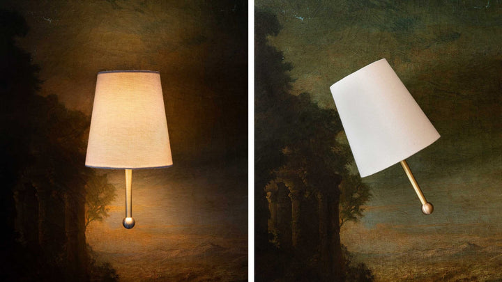 House Sconce - Workstead - Wall Sconces - Hardwired - Hewn Brass - Natural Linen - HORNE