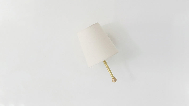 House Sconce - Workstead - Wall Sconces - Hardwired - Hewn Brass - Natural Linen - HORNE
