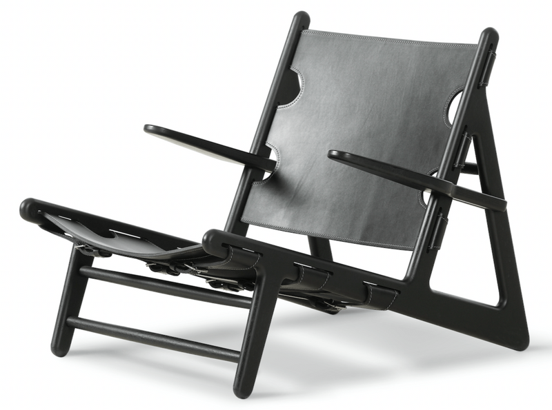Hunting Chair - Fredericia - Chairs - Black Leather/Black Lacquered Oak - HORNE