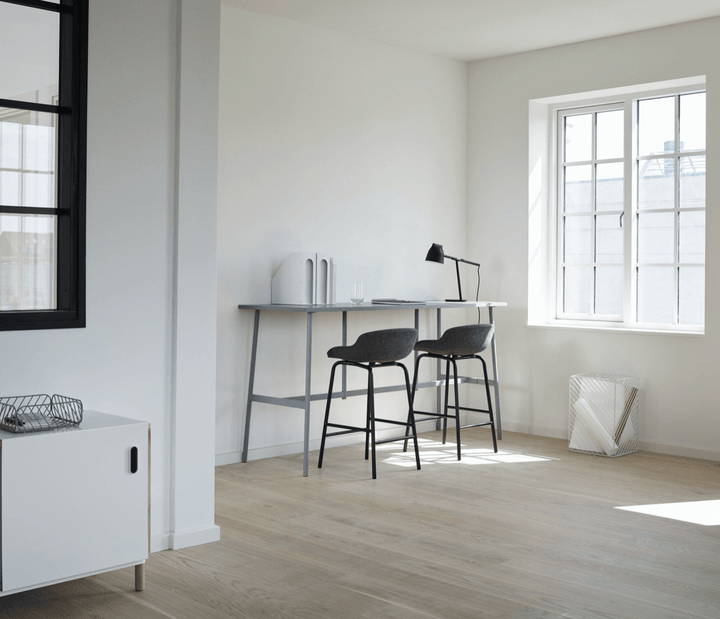 Hyg Bar Stool - Full Upholstery - Normann Copenhagen - Chairs - White - Camira MainLineFlax - Camden - HORNE