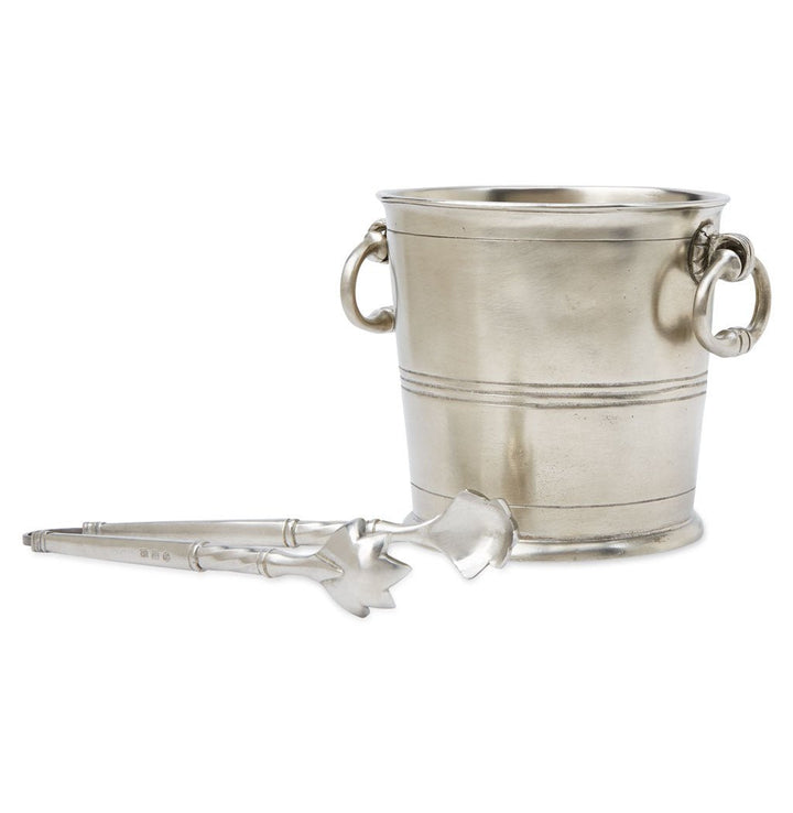 Ice Bucket with Rings - Match Pewter - Barware - With Tongs - HORNE