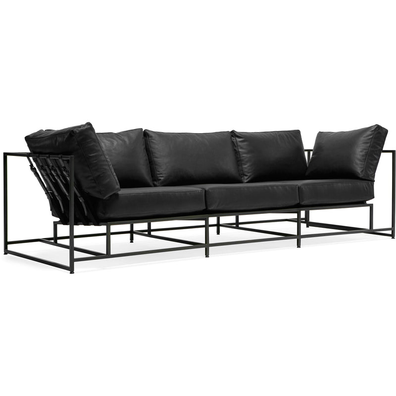 Inheritance Leather Sofa - Black Leather & Blackened Steel Frame