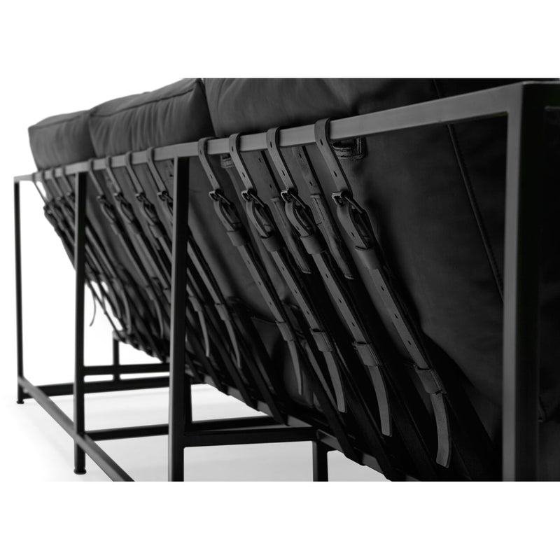 Inheritance Leather Sofa - Black Leather & Blackened Steel Frame