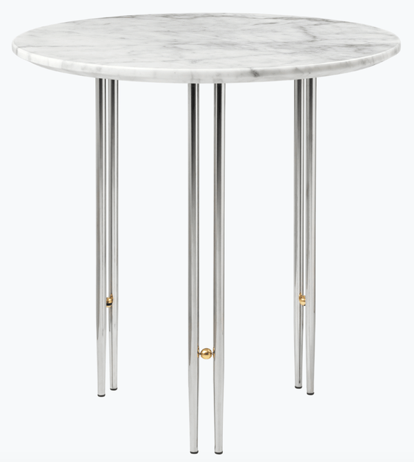 IOI Coffee Table - 19.7"Dia - Gubi - Table + Task - Chrome - White Carrara Marble - HORNE