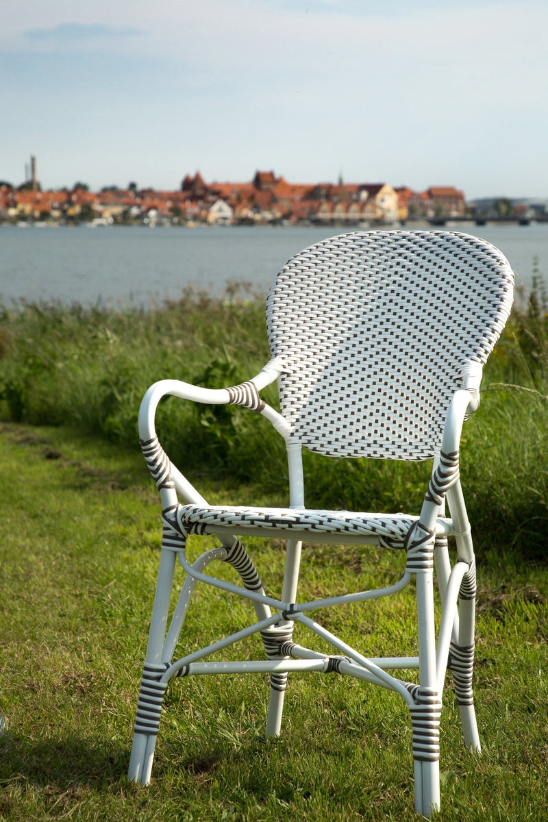 Isabell Arm Chair AluRattan - Sika Design - Outdoor Furniture - White / Cappuccino Dots - White - HORNE