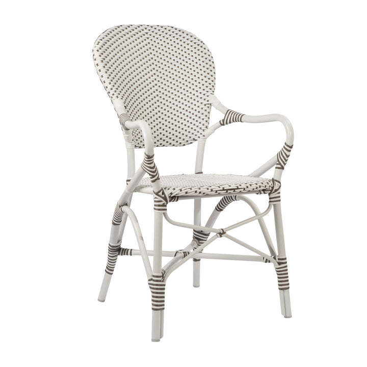 Isabell Arm Chair AluRattan - Sika Design - Outdoor Furniture - White / Cappuccino Dots - White - HORNE