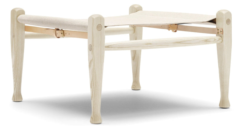 KK97170 Safari Foot Stool - Carl Hansen & Son - Stools + Benches + Ottomans - White Oiled Ash/Canvas - HORNE