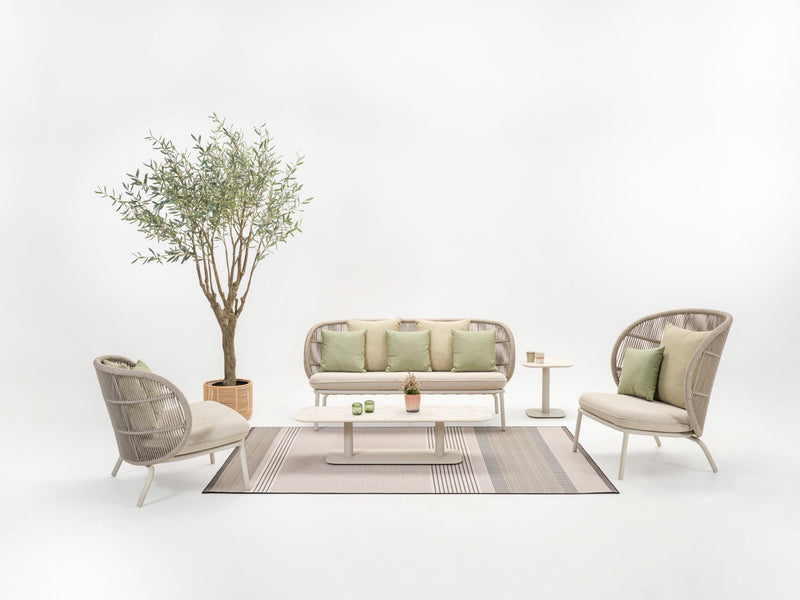 Kodo Lounge Chair - Vincent Sheppard - Outdoor Furniture - Fossil Grey - Olive Green & Blush - HORNE