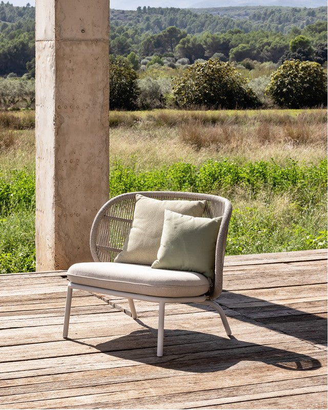 Kodo Lounge Chair - Vincent Sheppard - Outdoor Furniture - Dune White - Olive Green & Blush - HORNE