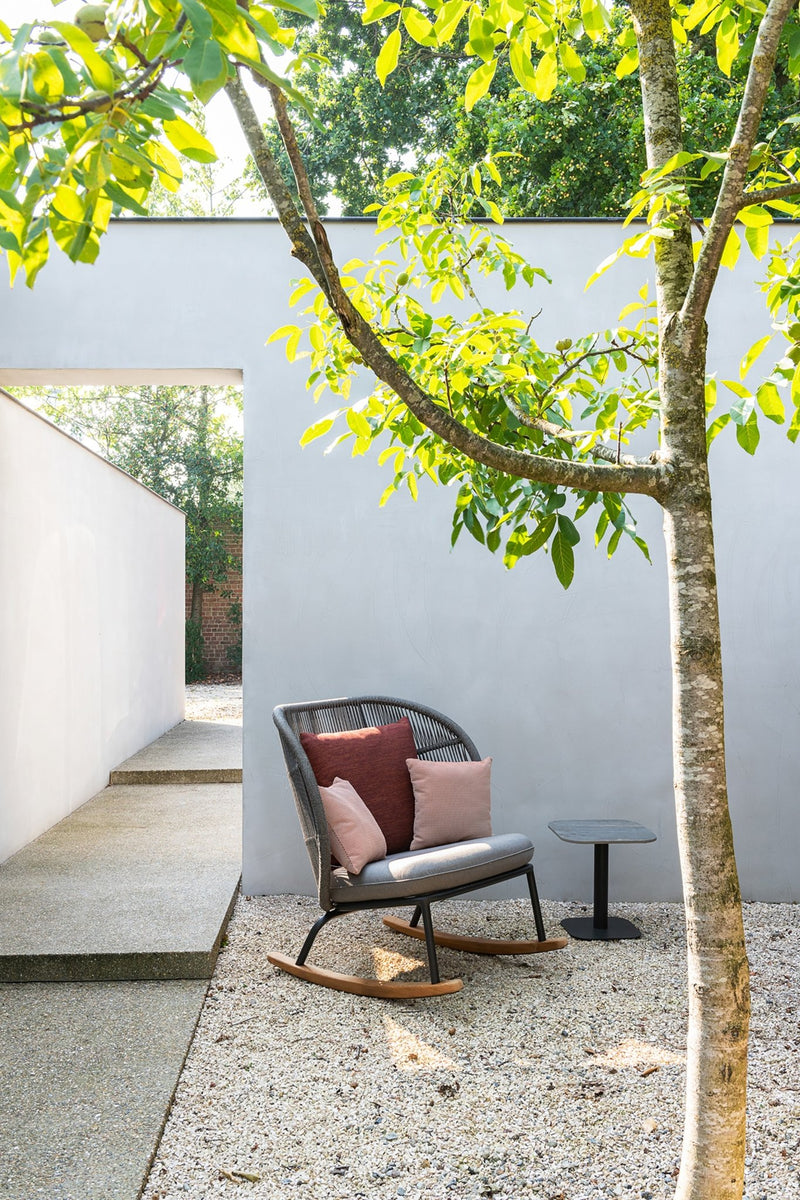 Kodo Rocking Chair - Vincent Sheppard - Outdoor Furniture - Fossil Grey - Olive Green & Blush - HORNE