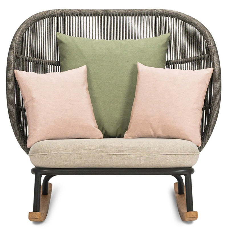 Kodo Rocking Chair - Vincent Sheppard - Outdoor Furniture - Fossil Grey - Olive Green & Blush - HORNE
