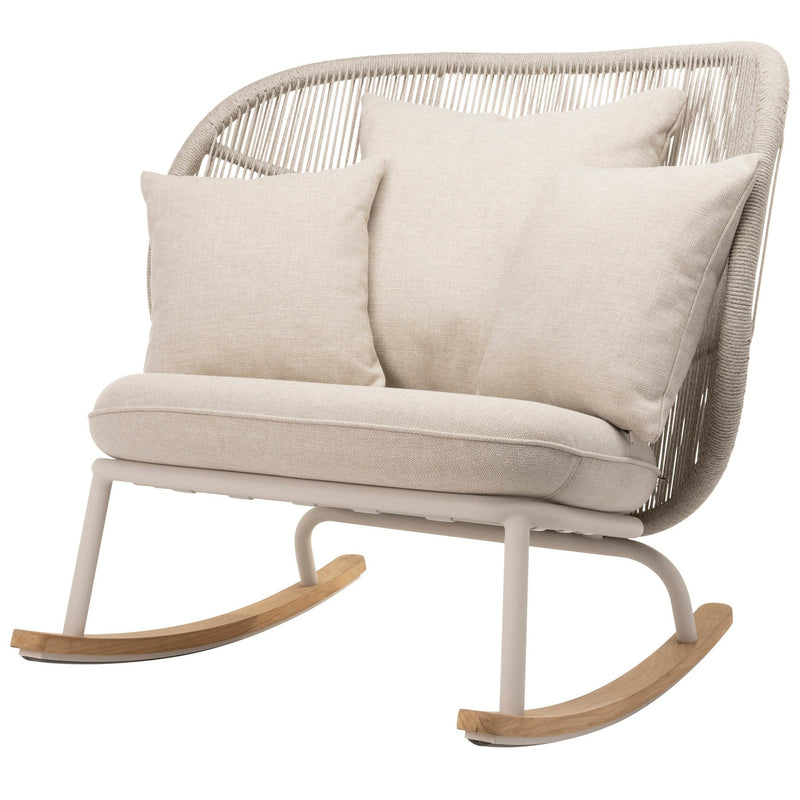 Kodo Rocking Chair - Vincent Sheppard - Outdoor Furniture - Fossil Grey - Olive Green & Blush - HORNE