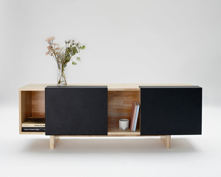 LAX 3X Shelf + Base - MASH Studios - Sideboards + Cabinets - Black - Ash - HORNE