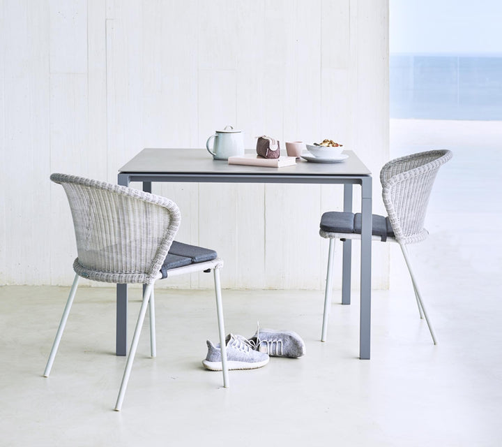 Lean Chair - Cane Line - Outdoor Furniture - White Grey - Add Grey Natté Cushion - HORNE