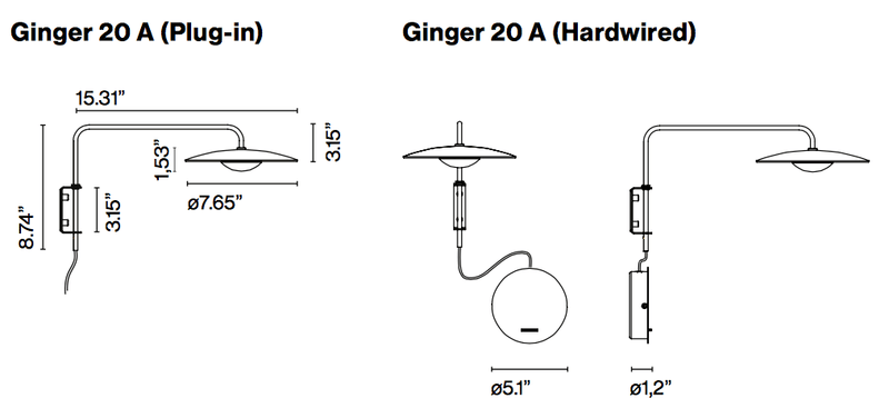 LED Ginger Wall Light - Marset - Wall Sconces - Oak - Ginger 20A Hardwired - HORNE