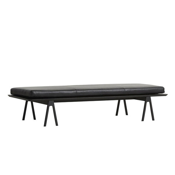 Level Daybed - Woud - Daybeds - Black Painted Solid Oak - Black Leather - HORNE