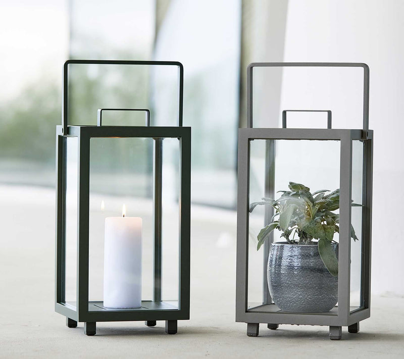 Lighthouse Lanterns - Aluminum - Cane Line - Candle Holders - Rectangular - Lava Grey - HORNE