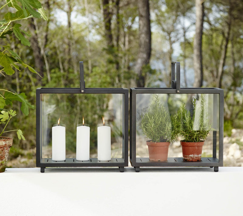 Lighthouse Lanterns - Aluminum - Cane Line - Candle Holders - Rectangular - Lava Grey - HORNE