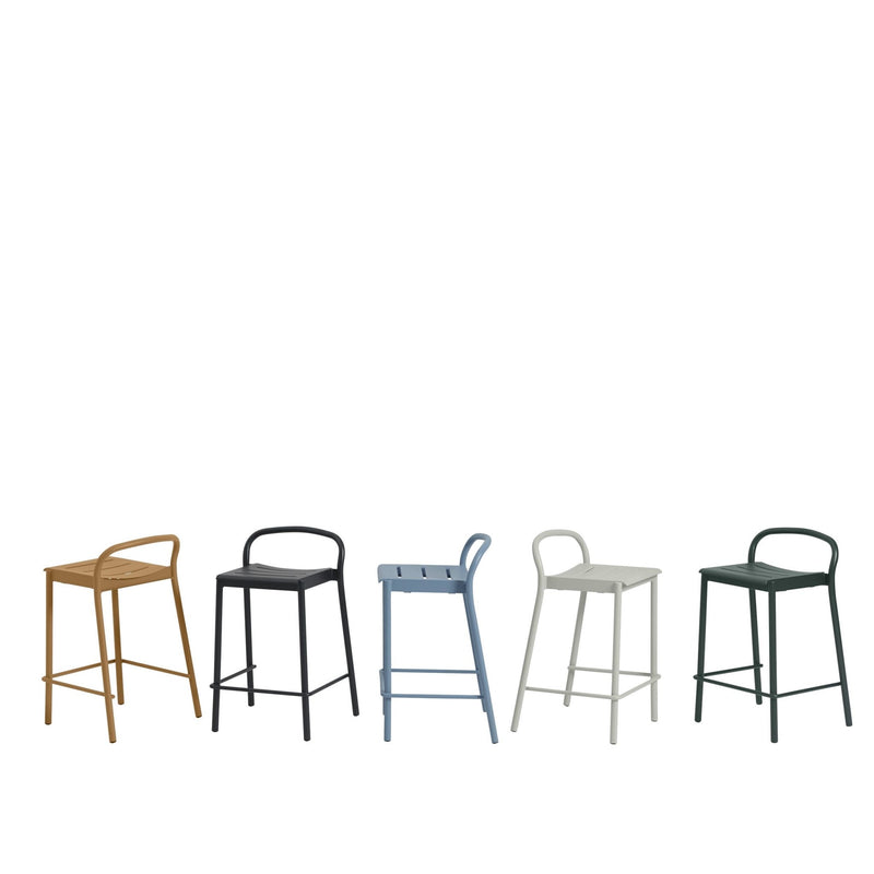 Linear Steel Bar & Counter Stool - Muuto - Stools + Benches + Ottomans - Counter Height - Black - HORNE