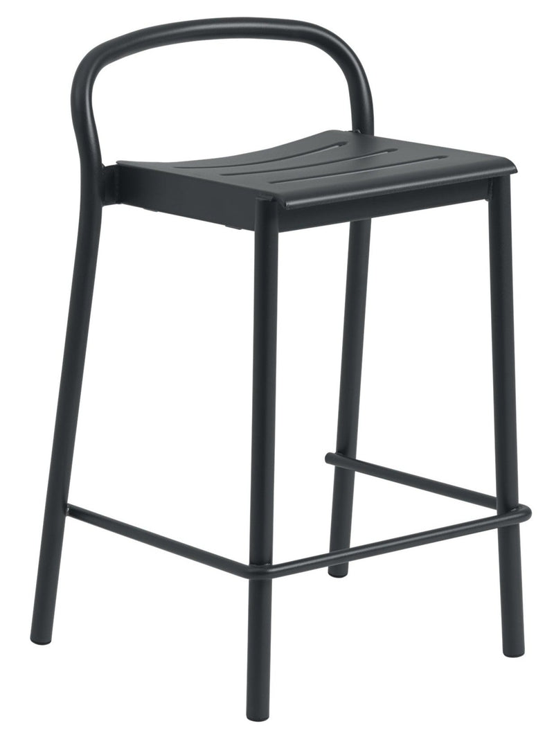 Linear Steel Bar & Counter Stool - Muuto - Stools + Benches + Ottomans - Counter Height - Black - HORNE
