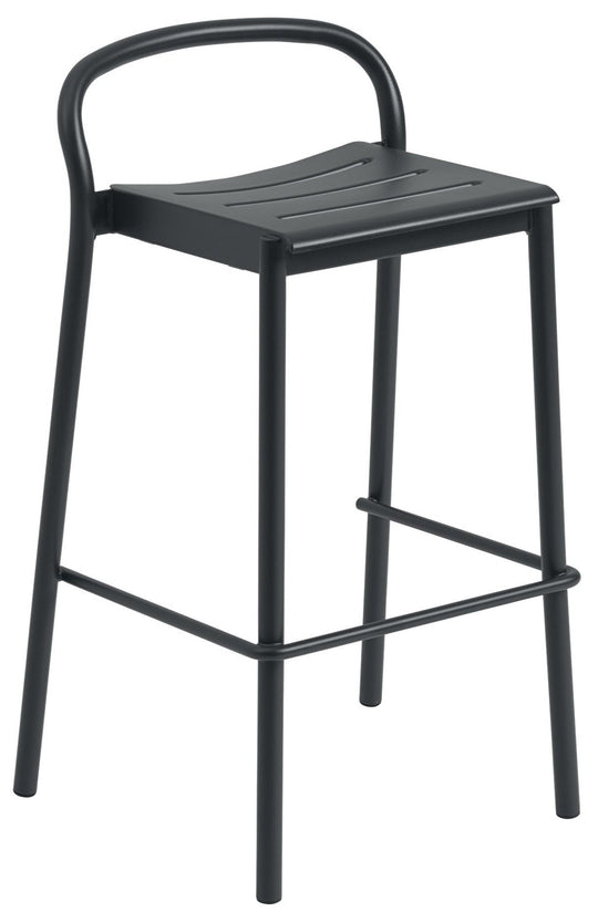 Linear Steel Bar & Counter Stool - Muuto - Stools + Benches + Ottomans - Bar Height - Black - HORNE