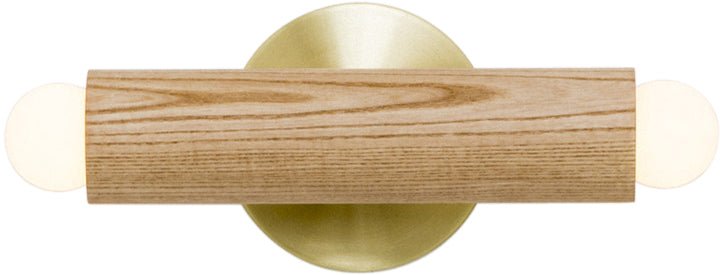 Lodge ADA Double Sconce - Workstead - Wall Sconces - Hewn Brass - Natural Oak - HORNE