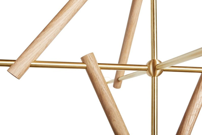 Lodge Wood and Metal Chandelier Five Light Fixture