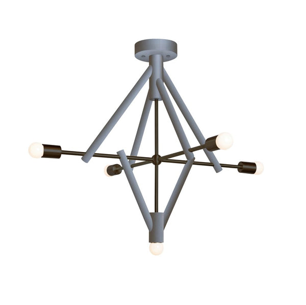 Lodge Wood and Metal Chandelier Five Light Fixture