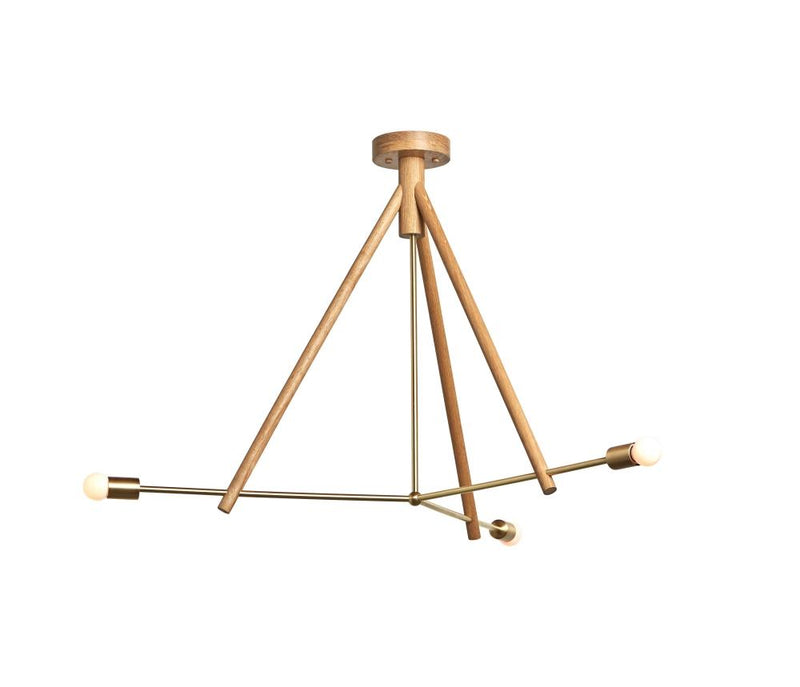 Lodge Chandelier Three - Workstead - Chandeliers - Natural Oak - Hewn Brass - HORNE