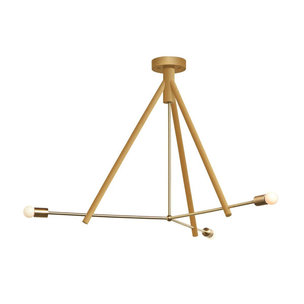 Lodge Chandelier Three - Workstead - Chandeliers - Natural Oak - Hewn Brass - HORNE