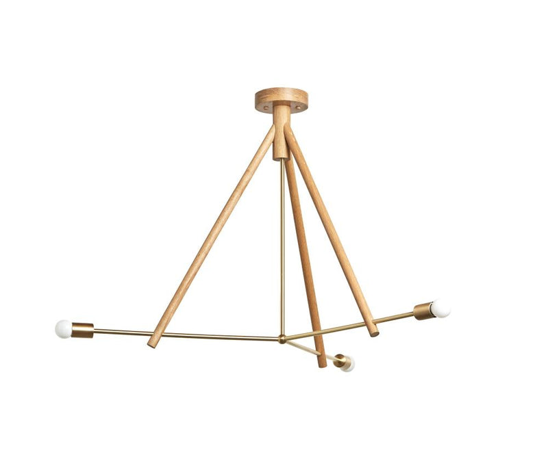 Lodge Chandelier Three - Workstead - Chandeliers - Natural Oak - Hewn Brass - HORNE