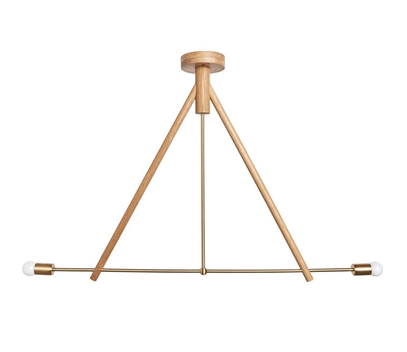 Lodge Chandelier Two - Workstead - Chandeliers - Natural Oak - Hewn Brass - HORNE