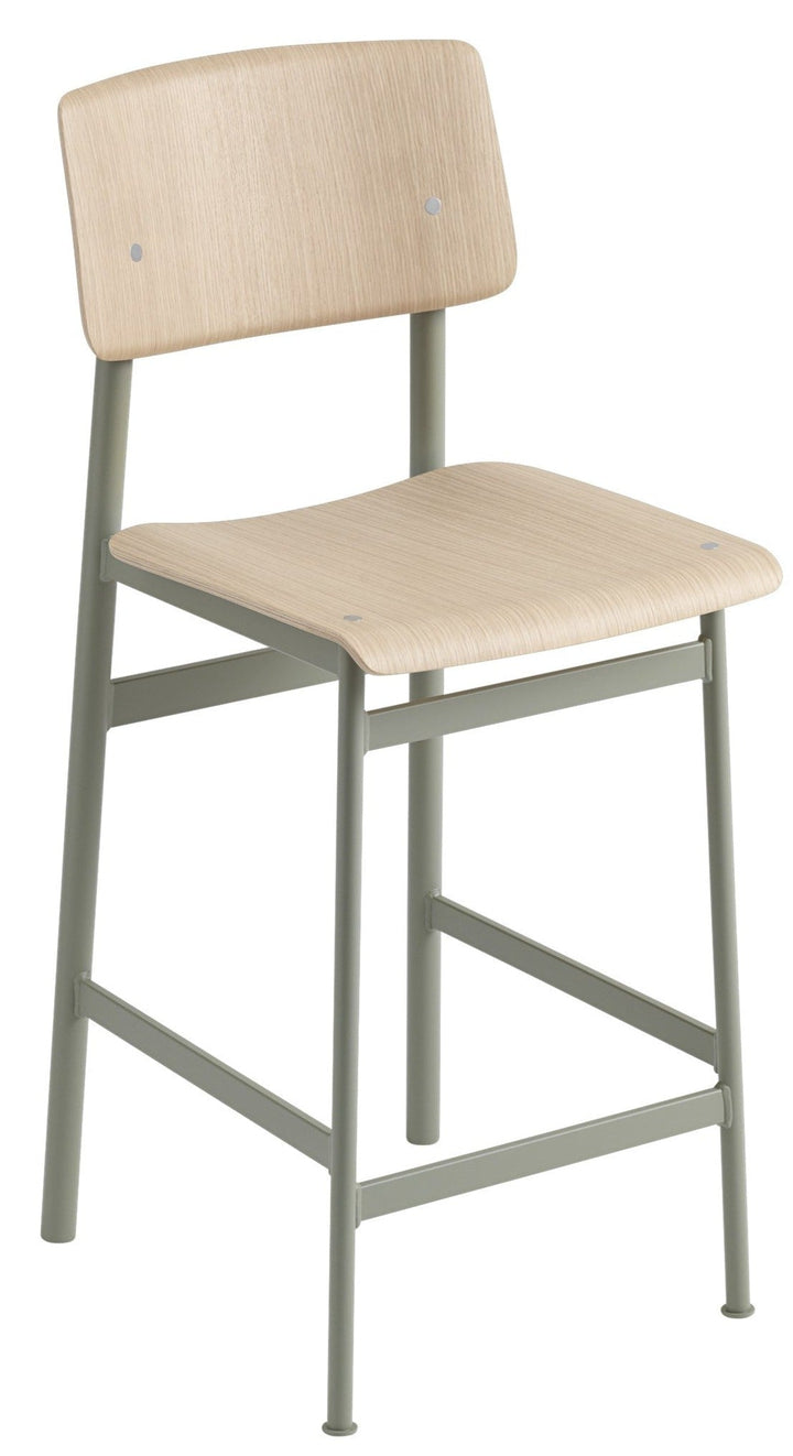 Loft Stool - Muuto - Chairs - Counter Height - Dusty Green Frame & Oak Seat - HORNE