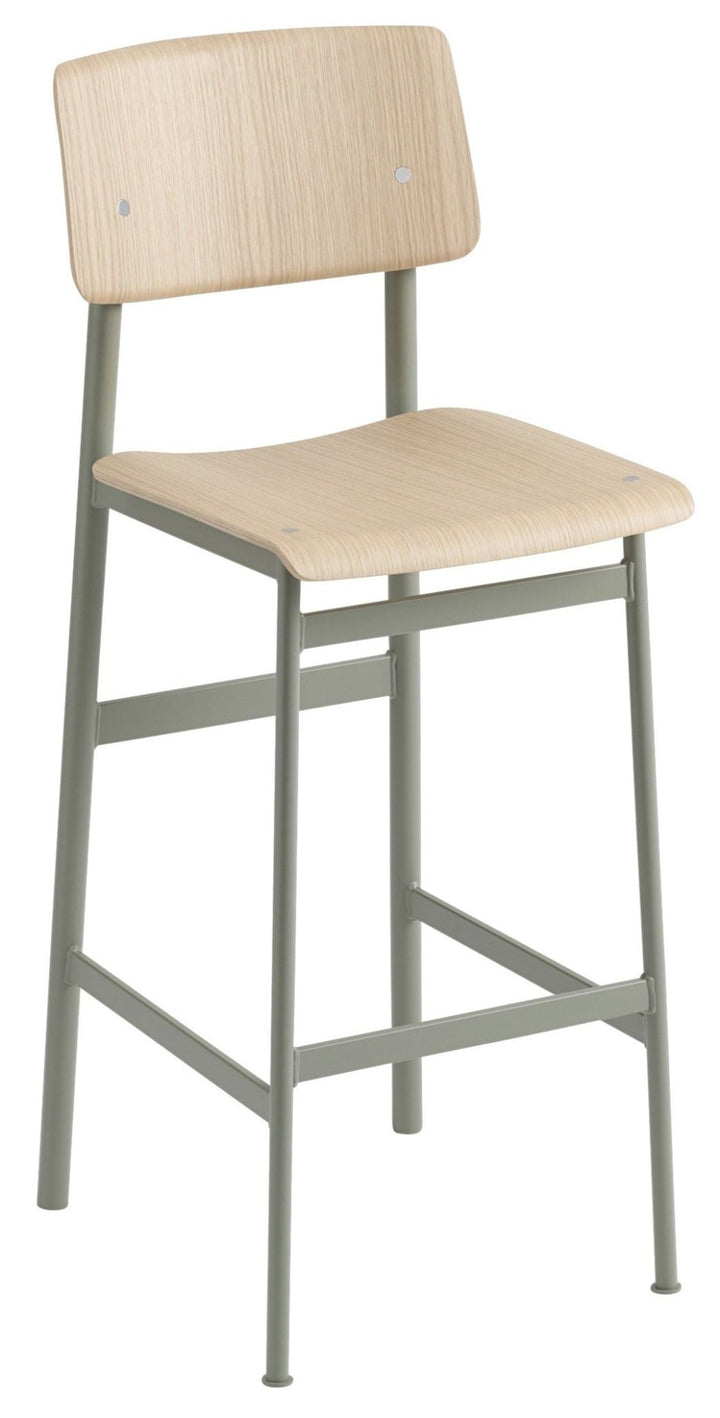 Loft Stool - Muuto - Chairs - Bar Height - Dusty Green Frame & Oak Seat - HORNE