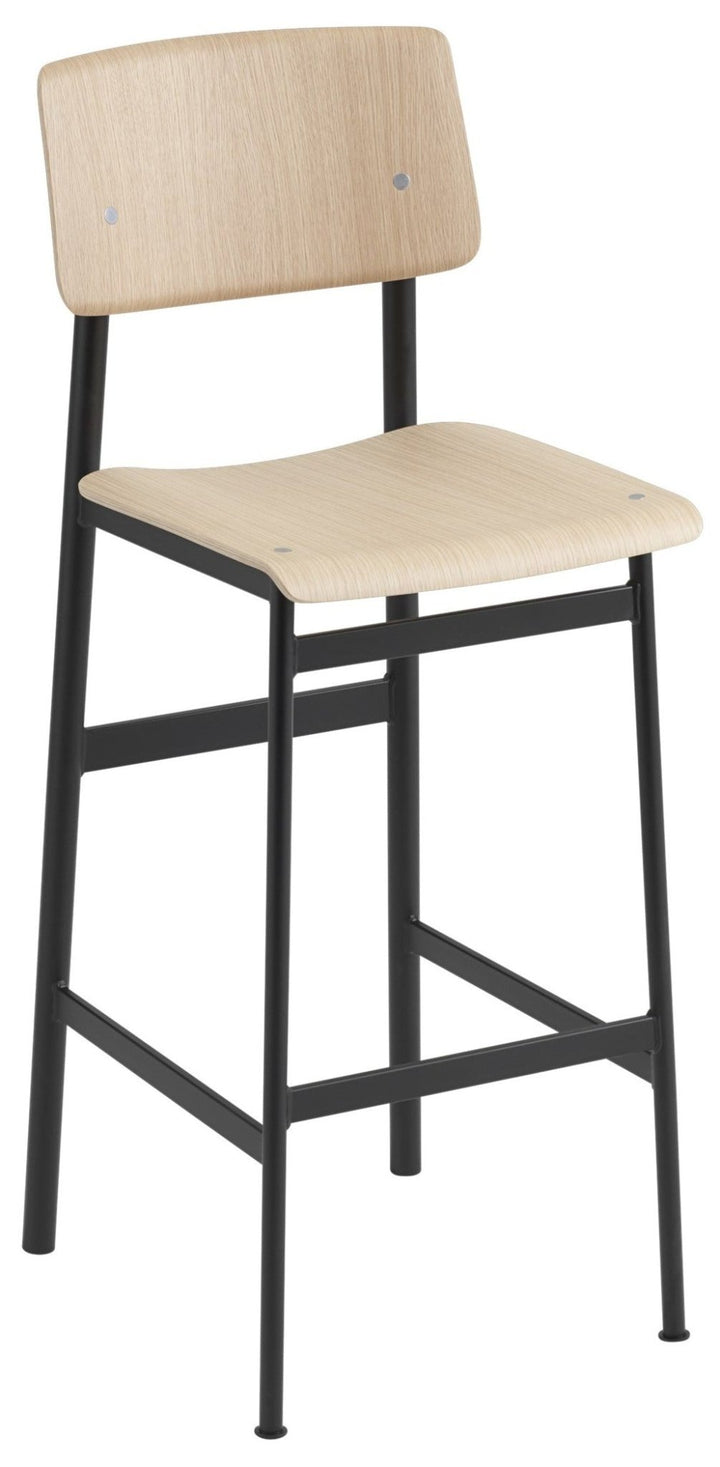 Loft Stool - Muuto - Chairs - Bar Height - Black Frame & Oak Seat - HORNE
