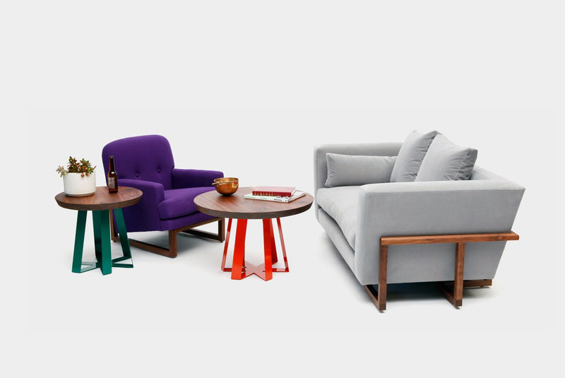 LRG Love Seat - No Tray - Artless - Sofas - Linen Blend - Mushroom - Walnut - HORNE