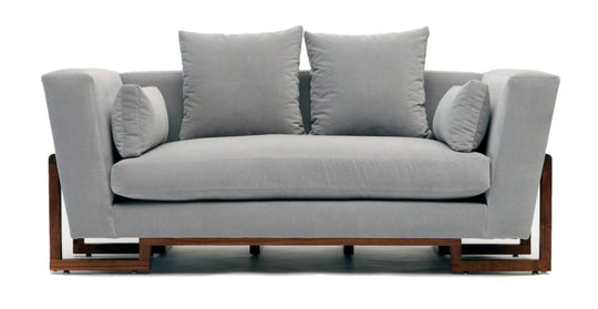 LRG Love Seat - No Tray - Artless - Sofas - Linen Blend - Mushroom - Walnut - HORNE